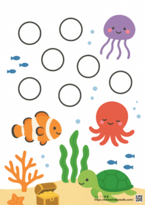 無料シール貼り　海の生き物