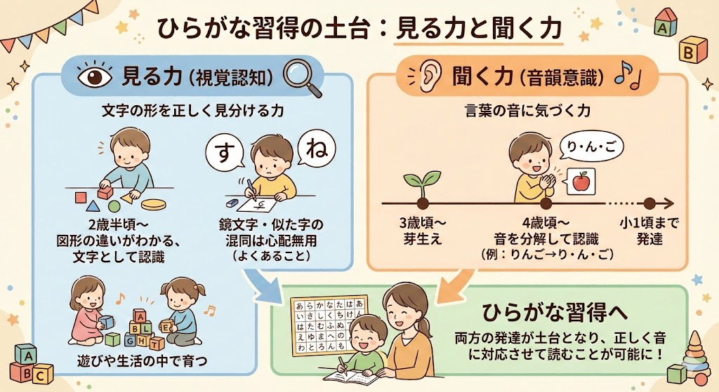 ひらがな習得の土台　見る力と聞く力